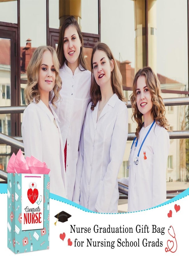 PETCEE Nurse Graduation Gifts Bag - Congrats Nurse Gift Bag with Tissue Paper for Her 11.5" Large Nursing School Graduation Gifts for Grads Medical School Graduates Social Worker Party Supplies - Image 5